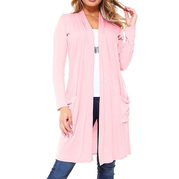 Boutique Sweaters - NEW Blush Pink Duster Cardigan Sz X-Large Long